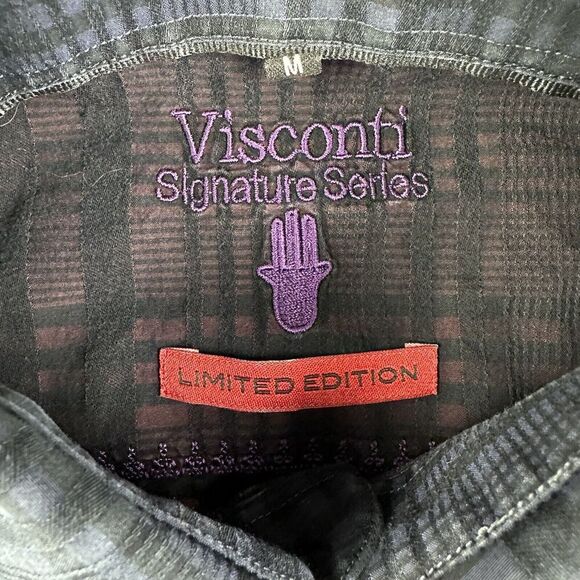 Visconti Limited Edition Shirt Mens M Black Ombre Plaid Signature Series Button* - Picture 10 of 11